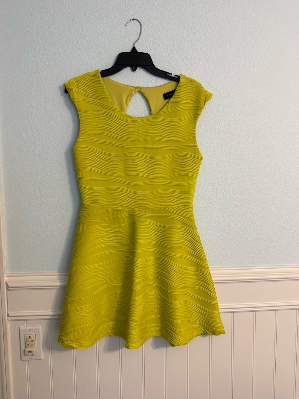B Darlin Yellow Textured Fit & Flare Mini Dress